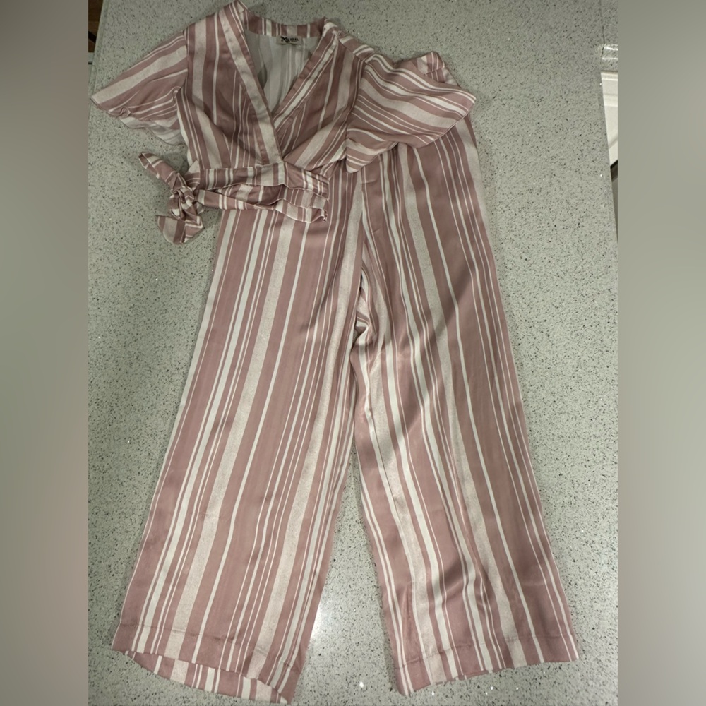 Show Me Your Mumu Kensington High-Waisted pants and crop top set Small stripe